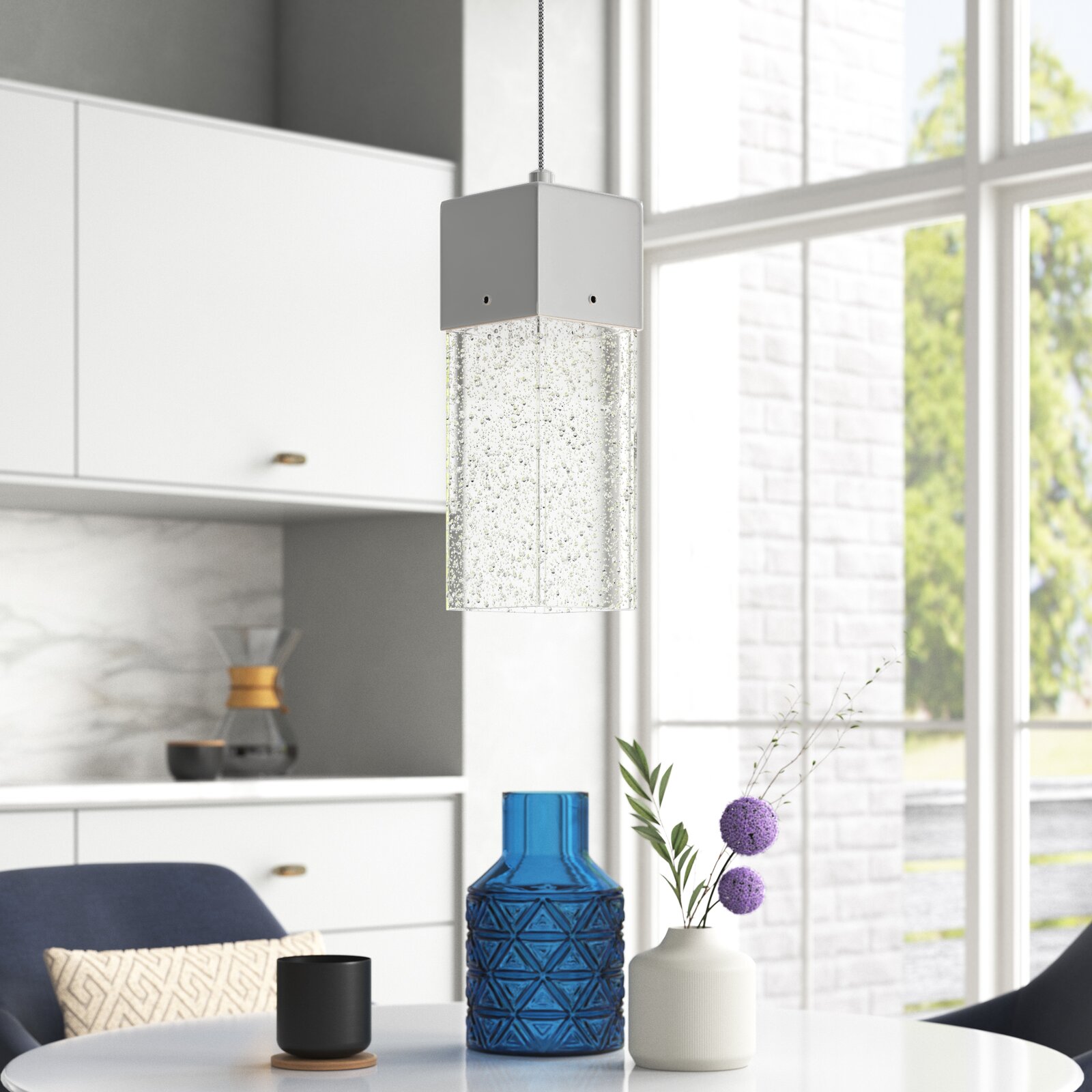 Orren Ellis Gonvick 1 - Light Unique Rectangle LED Pendant & Reviews